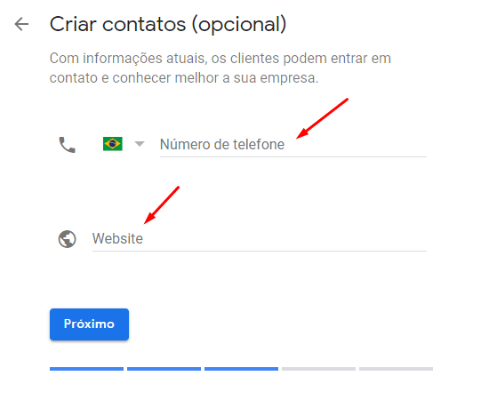 6/9 - Coloque o número de contato e o Website da sua empresa